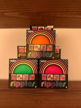 3 Schylling Super NeeDoh Ripples Sensory Squishy Toy - Orange, Green, Pink
